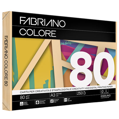 Carta Fabriano Colore - A3 - 80 gr - colori tenui albicocca - Fabriano - conf. 250 fogli