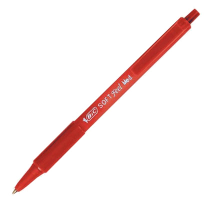 Penne a sfera a scatto Soft Feel  - punta 1,0mm - rosso - Bic - conf. 12 pezzi