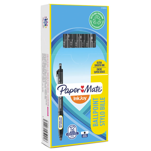 Penna a sfera a scatto Inkjoy 300 RT - punta 1,0mm - nero  - Papermate