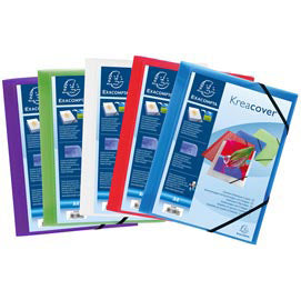 Cartella 3 lembi con elastico angolare Kreacover - A4 - dorso 1,5 cm - PP - colori assortiti - Exacompta