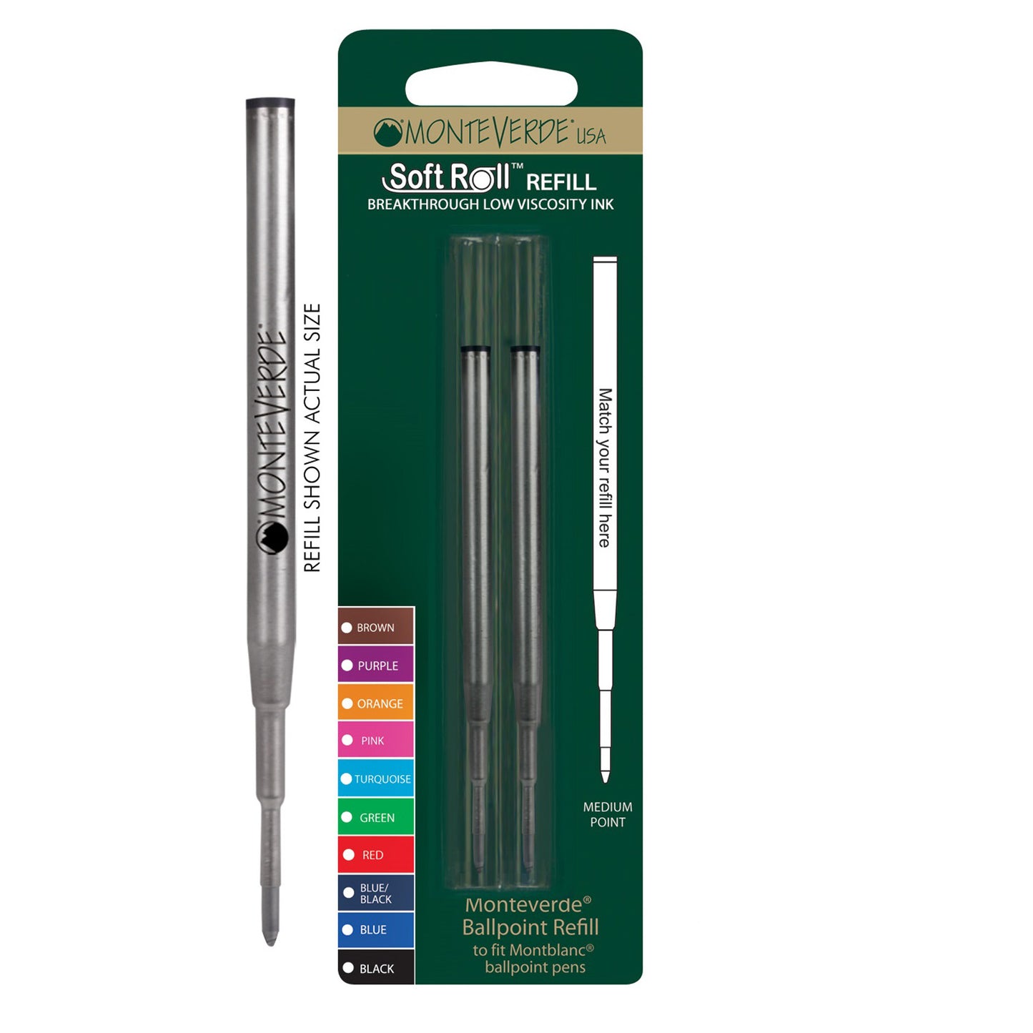 Refill per sfera Montblanc - punta media - blu  - Monteverde - conf. 2 pezzi