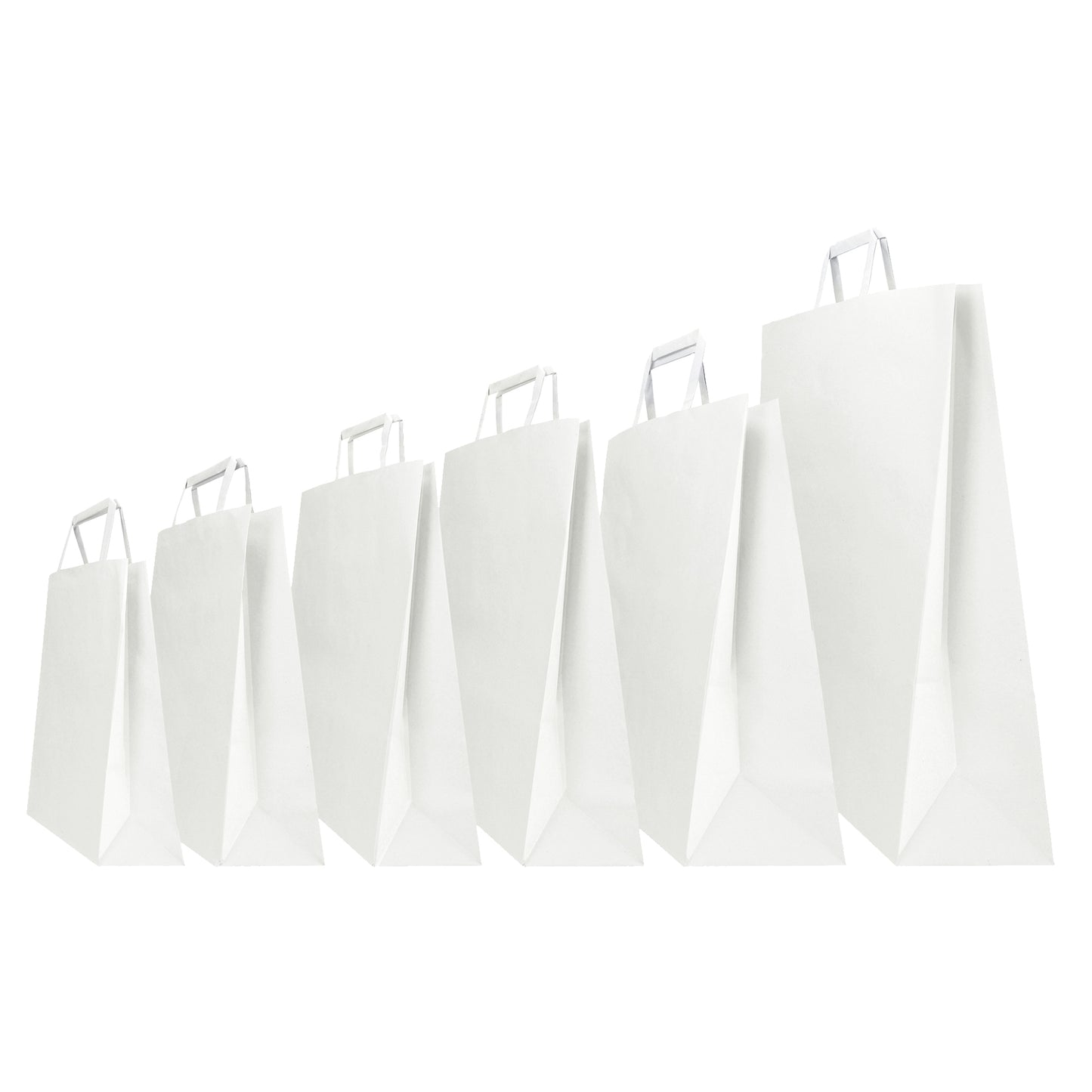 Shopper - maniglia piattina - 22 x 10 x 29 cm - carta kraft - bianco - Mainetti Bags - conf. 350 pezzi