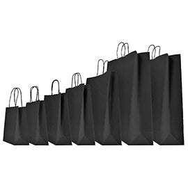 Shopper Twisted - maniglie cordino - 26  x 11 x 34,5 cm - carta kraft - nero - Mainetti Bags - conf. 25 pezzi