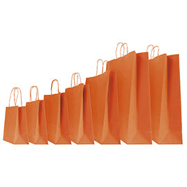 Shopper Twisted - maniglie cordino - 36 x 12 x 41 cm - carta kraft - arancio - Mainetti Bags - conf. 25 pezzi