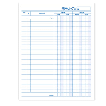Blocco prima nota cassa - 50 fogli x 2 copie ricalcanti - 22 x 28cm - BM