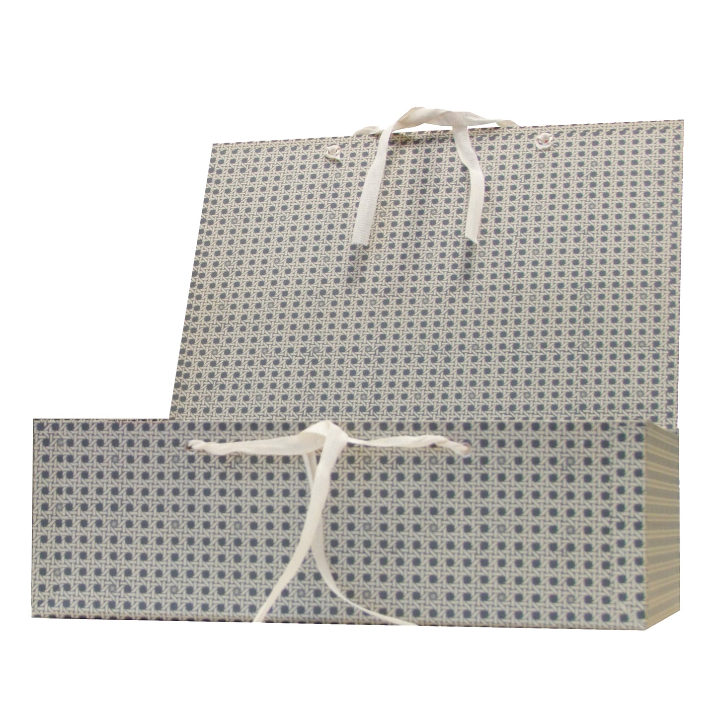 Scatola archivio in legno - con fettuccia - 38 x 27 cm - dorso 12 cm - grigio - Brefiocart