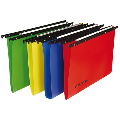 Cartella sospesa Cartesio PP - cassetto - PPL - interasse 33 cm - fondo V - 31,2 x 25 cm - colori assortiti - Bertesi