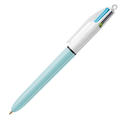 Penna a sfera a scatto  multifunzione  4 Colours Fun  - punta 1,0mm - rosa, verde chiaro, turchese, viola - Bic - conf. 12 pezzi