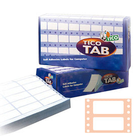 Etichette adesive a modulo continuo TAB 1 - in carta - corsia singola - permanenti - 149 x 97,2 mm - 3 et/fg - 500 fogli - bianco - Tico