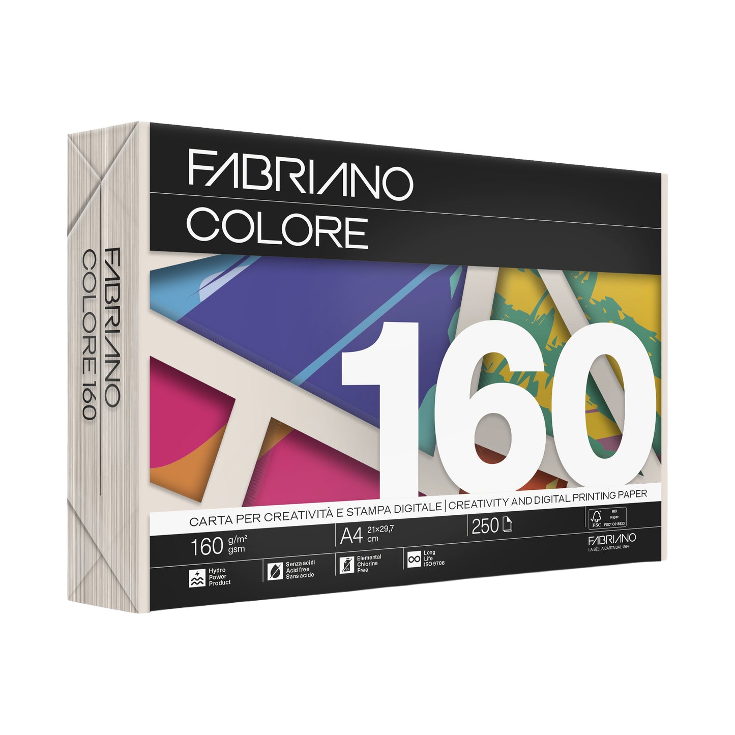 Carta Fabriano Colore - A4 - 160 gr - colori tenui avorio - Fabriano - conf. 250 fogli