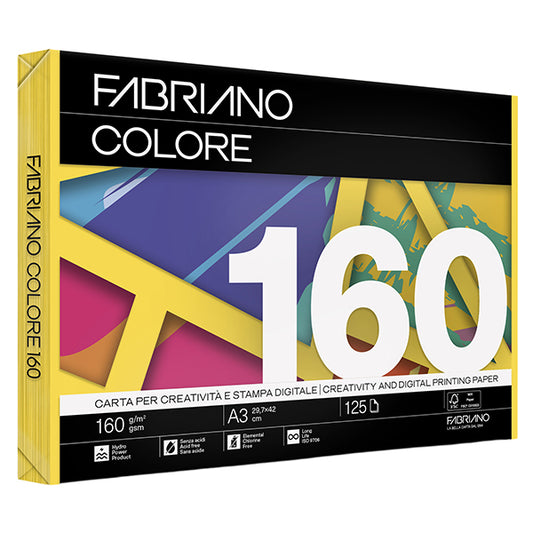 Carta Fabriano Colore - A3 - 160 gr - colori tenui cedro - Fabriano - conf. 125 fogli