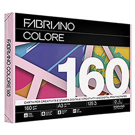 Carta Fabriano Colore - A3 - 160 gr - colori tenui rosa - Fabriano - conf. 125 fogli