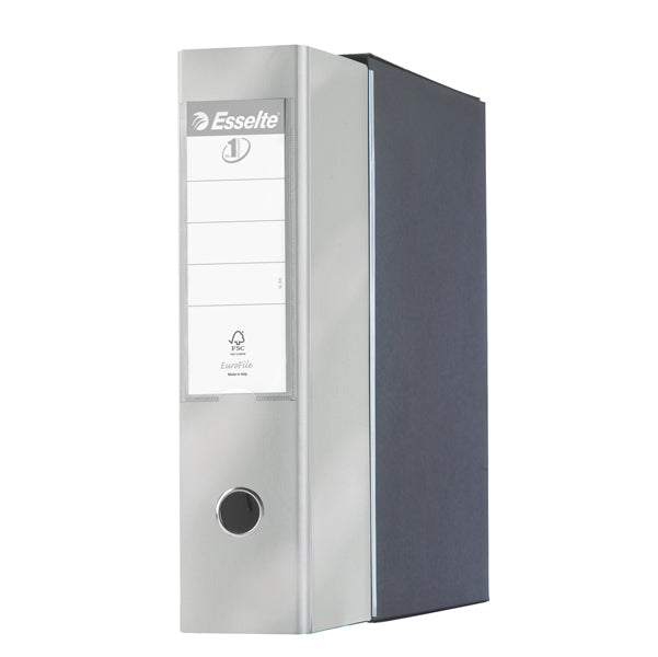 Registratore Eurofile G55 - dorso 8 cm - protocollo 23 x 33 cm - grigio metallizzato - Esselte