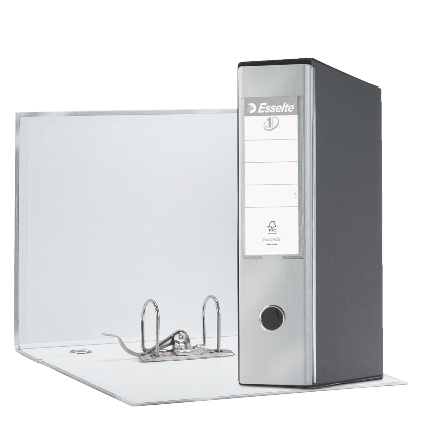 Registratore Eurofile G55 - dorso 8 cm - protocollo 23 x 33 cm - grigio metallizzato - Esselte