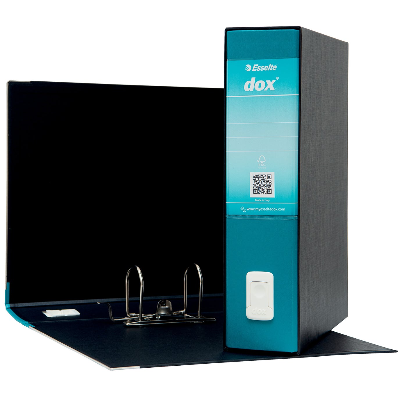 Registratore Dox 2 - dorso 8 cm - protocollo 23 x 34 cm - verde mare - Esselte Dox