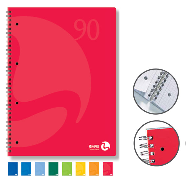 Quaderno Colors - A5 - 4mm - 60 fogli - 90gr - c/fori - spiralato - BM