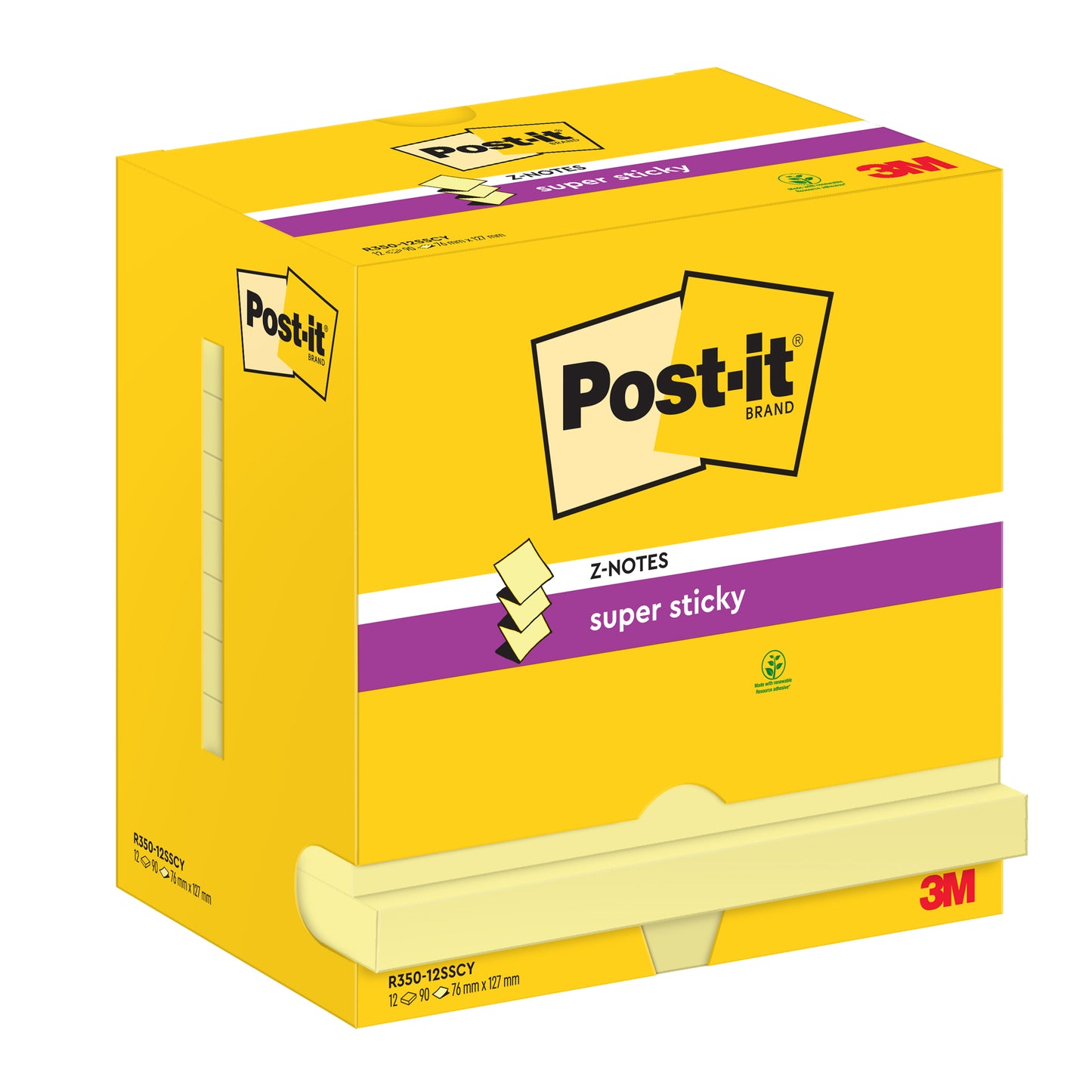 Blocco Post-it Super Sticky Z Notes - R350-123SS-CY - 76 x 127 mm - giallo Canary - 90 fogli - Post-it
