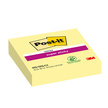 Blocco foglietti Super Sticky - 622-12SS-CY - 47,6 x 47,6 mm - giallo Canary - 90 fogli - Post-it
