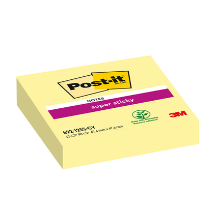 Blocco foglietti Super Sticky - 622-12SS-CY - 47,6 x 47,6 mm - giallo Canary - 90 fogli - Post-it