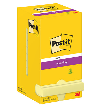 Blocco foglietti Super Sticky - 654-12SS-CY - 76 x 76 mm - giallo Canary - 90 fogli - Post-it