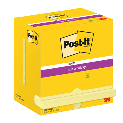 Blocco foglietti Super Sticky - 655-12SS-CY - 76 x 127 mm - giallo Canary - 90 fogli - Post-it