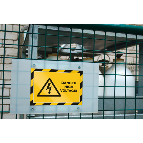 Cornice Duraframe Security - adesiva - pannello magnetico - A4  (21 x 29,7 cm) - giallo/nero - Durable