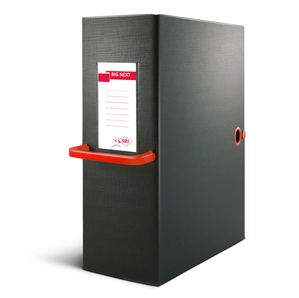 Scatola archivio Big Next - dorso 12 cm - 25 x 35 cm - nero/rosso - Sei Rota