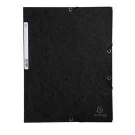 Cartella 3 lembi con elastico angolare - A4 - dorso 0,3 cm - cartoncino Lustrè - nero - Exacompta