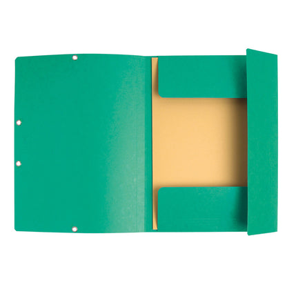 Cartella 3 lembi con elastico angolare - A4 - dorso 0,3 cm - cartoncino Lustrè - verde - Exacompta
