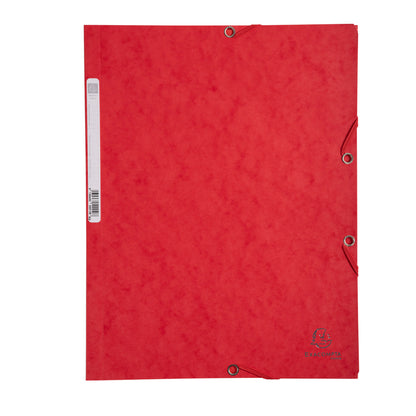 Cartella 3 lembi con elastico angolare - A4 - dorso 0,3 cm - cartoncino Lustrè - rosso - Exacompta