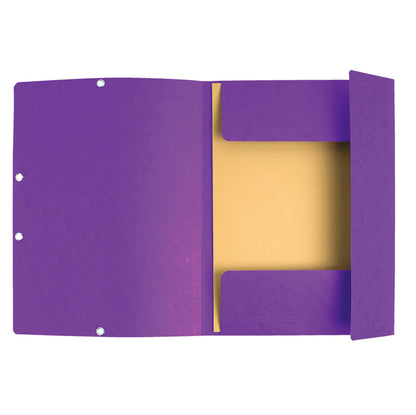 Cartella 3 lembi con elastico angolare - A4 - dorso 0,3 cm - cartoncino Lustrè - viola - Exacompta