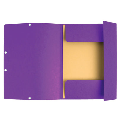 Cartella 3 lembi con elastico angolare - A4 - dorso 0,3 cm - cartoncino Lustrè - viola - Exacompta