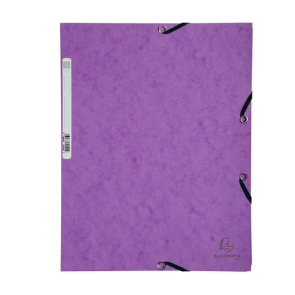 Cartella 3 lembi con elastico angolare - A4 - dorso 0,3 cm - cartoncino Lustrè - viola - Exacompta