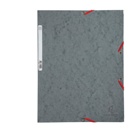 Cartella 3 lembi con elastico angolare - A4 - dorso 0,3 cm - cartoncino Lustrè - grigio - Exacompta