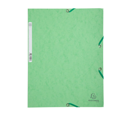 Cartella 3 lembi con elastico angolare - A4 - dorso 0,3 cm - cartoncino Lustrè - verde tiglio - Exacompta