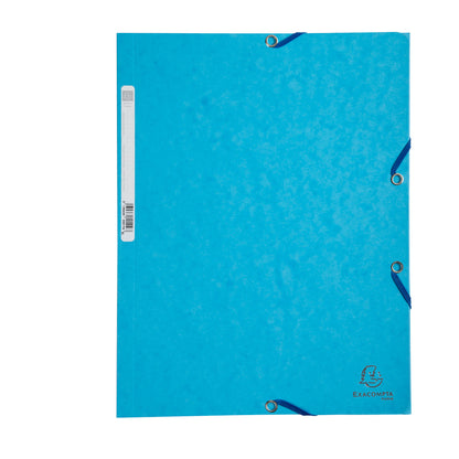 Cartella 3 lembi con elastico angolare - A4 - dorso 0,3 cm - cartoncino Lustrè - turchese - Exacompta