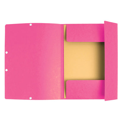 Cartella 3 lembi con elastico angolare - A4 - dorso 0,3 cm - cartoncino Lustrè - rosa - Exacompta