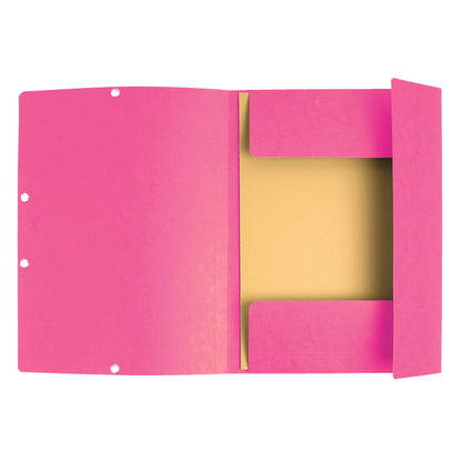 Cartella 3 lembi con elastico angolare - A4 - dorso 0,3 cm - cartoncino Lustrè - rosa - Exacompta