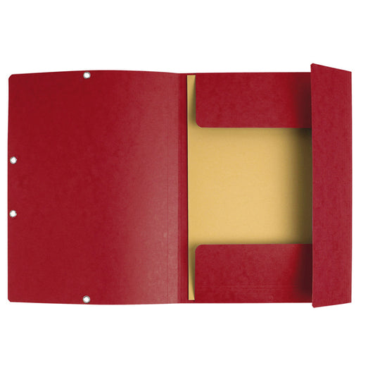 Cartella 3 lembi con elastico angolare - A4 - dorso 0,3 cm - cartoncino Lustrè - rosso ciliegia - Exacompta