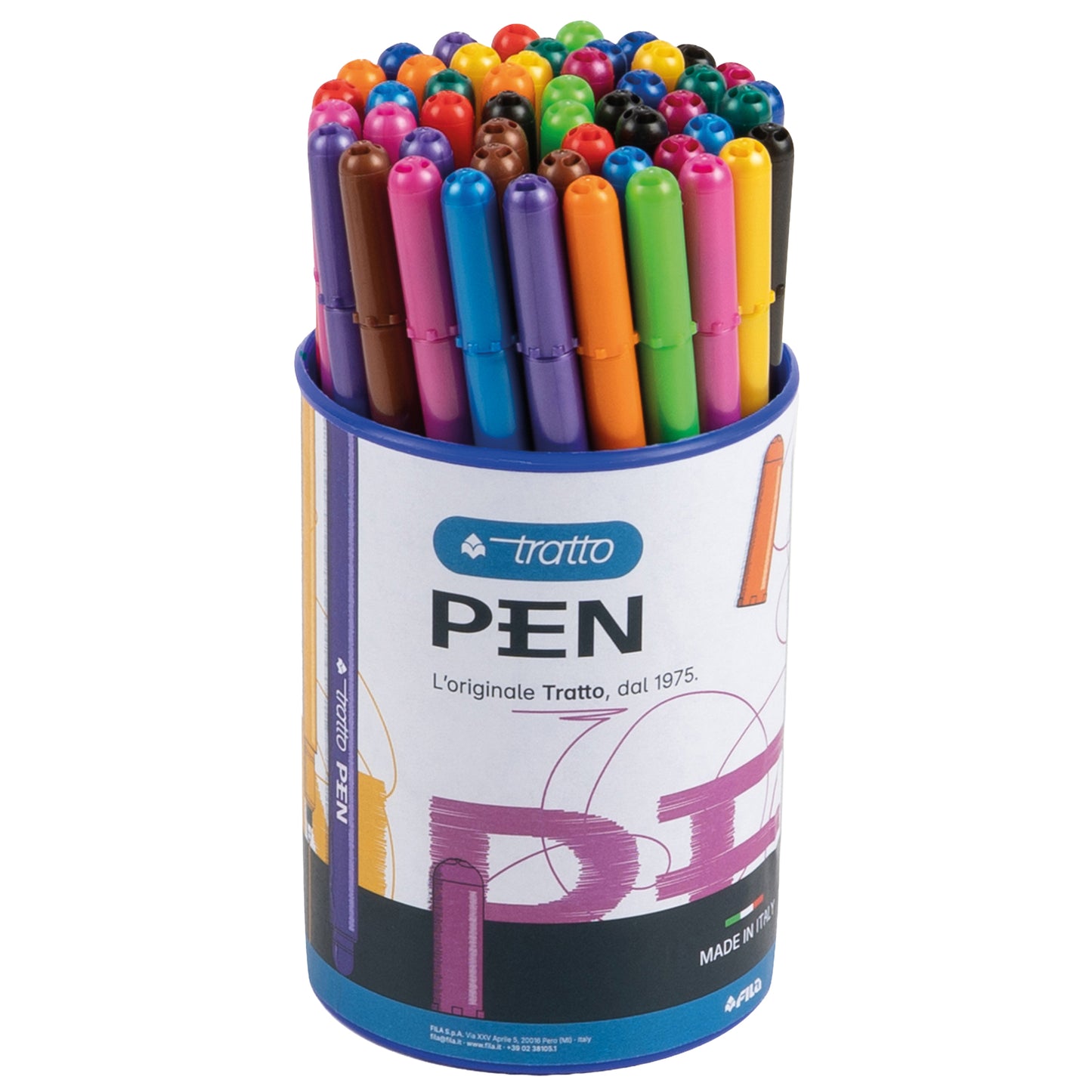 Pennarello fineliner Tratto Pen - tratto 0,5mm - colori assortiti - Tratto - barattolo 50 pezzi