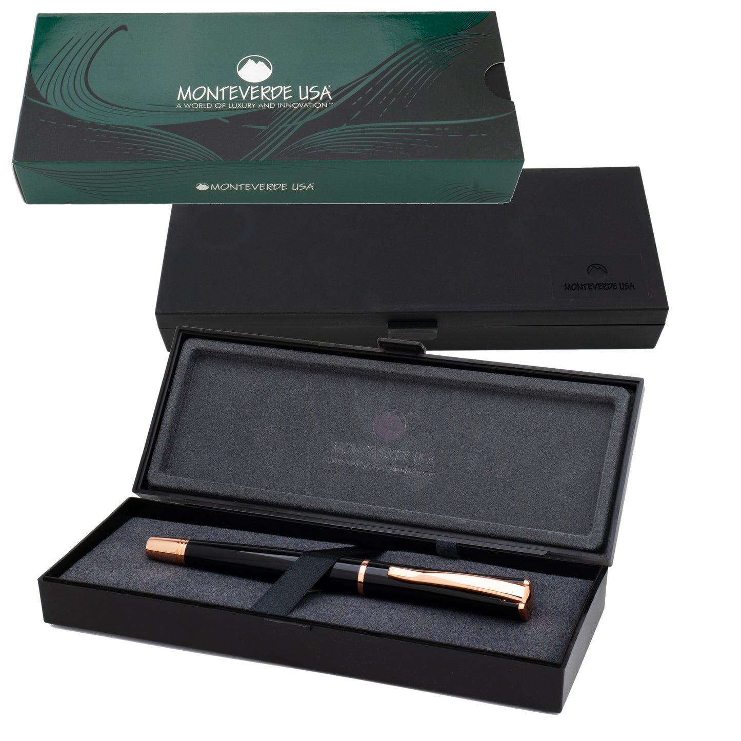 Penna a sfera Linea Impressa - punta M - nero/rosegold - Monteverde
