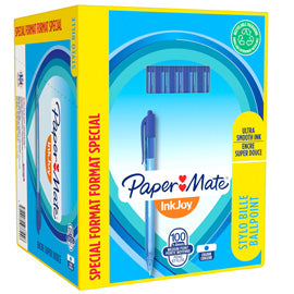 Penna a sfera a scatto Inkjoy 100 RT - punta 1,0mm - blu - Papermate - conf. 80+20 pezzi