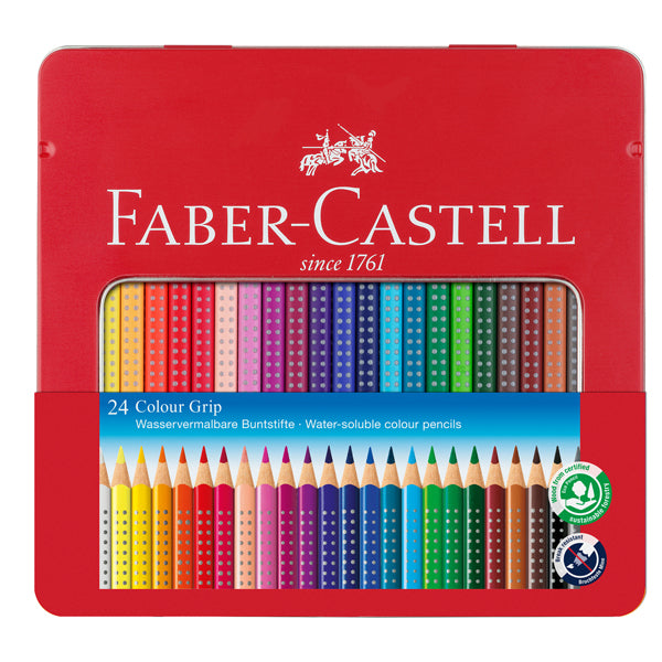 Matite colorate Colour Grip - acquerellabili - Faber-Castell - astuccio in metallo 24 pezzi