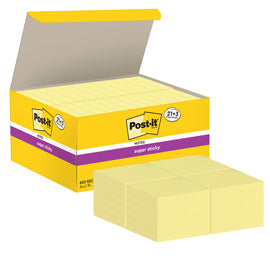 Blocco foglietti Post-it Super Sticky - 622-SSCY-VP24-EU - 47,6 x 47,6 mm - giallo Canary - 90 fogli - Post-it - conf. 24 blocchi