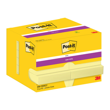 Blocco foglietti Super Sticky - 656-12SS-CY-EU - 47,6 x 76 mm - giallo Canary - 90 fogli - Post-it