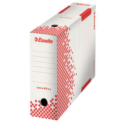 Scatola archivio Speedbox - dorso 8 cm - 35 x 25 cm - bianco e rosso - Esselte