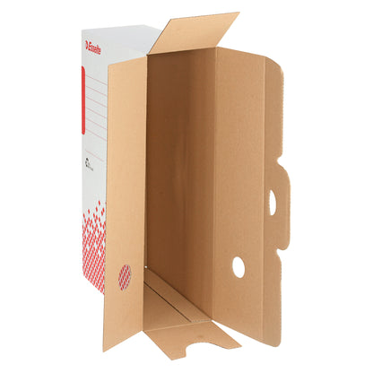 Scatola archivio Speedbox - dorso 8 cm - 35 x 25 cm - bianco e rosso - Esselte