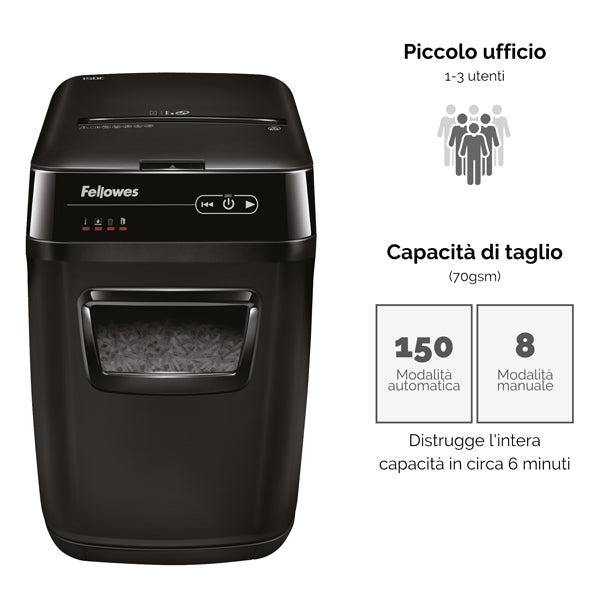 Distruggidocumenti AutoMax 150C - a frammenti - 32L - Fellowes
