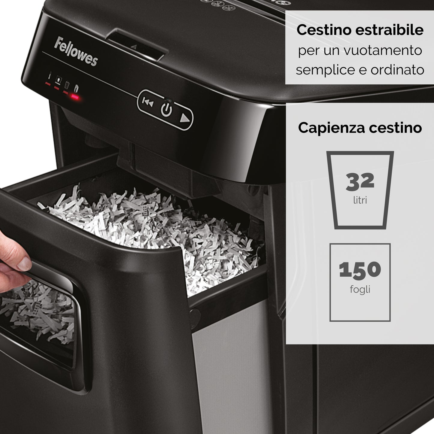 Distruggidocumenti AutoMax 150C - a frammenti - 32L - Fellowes