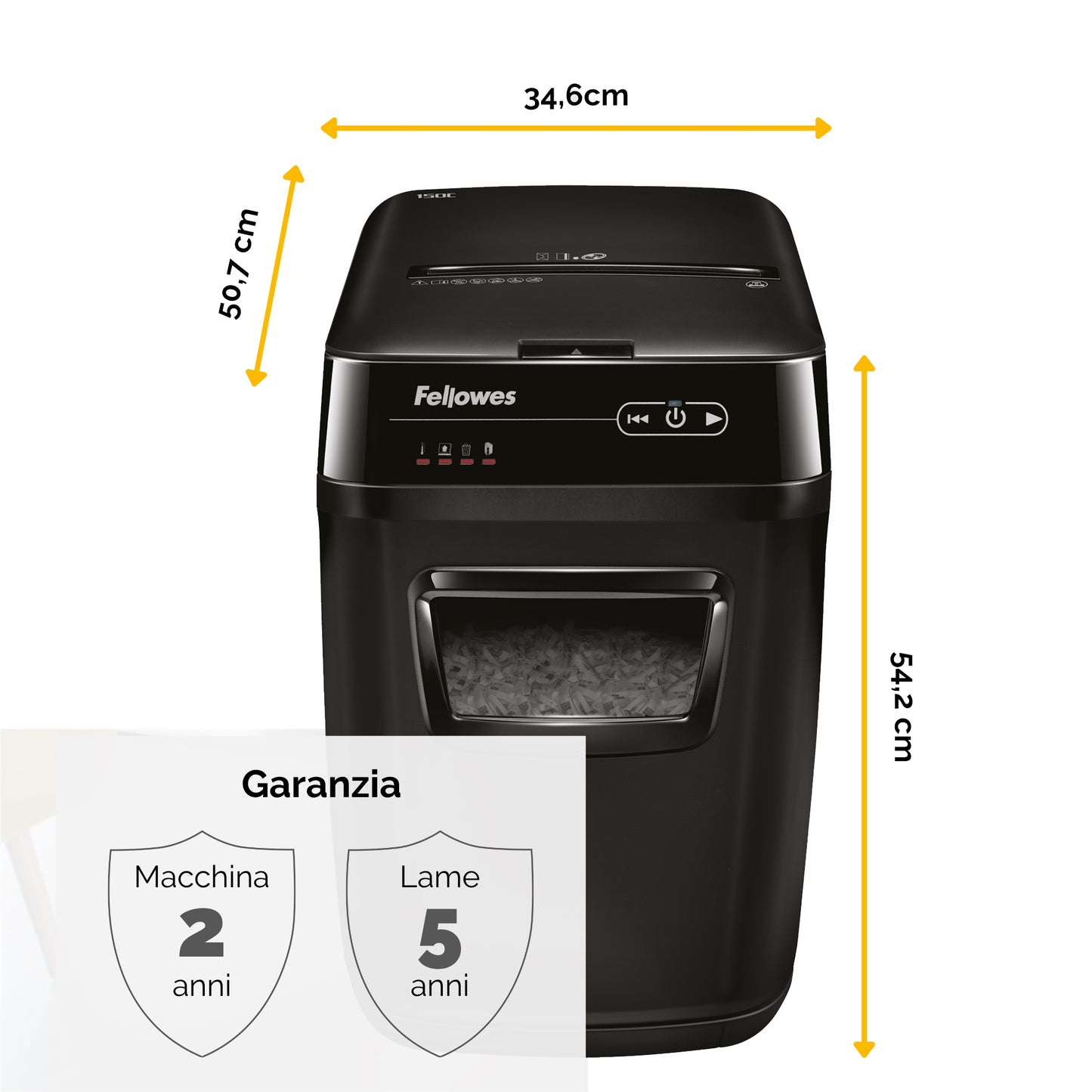 Distruggidocumenti AutoMax 150C - a frammenti - 32L - Fellowes